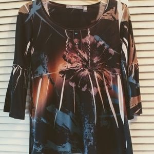 NY Collection, PS, Top with 3/4 bell sleeves